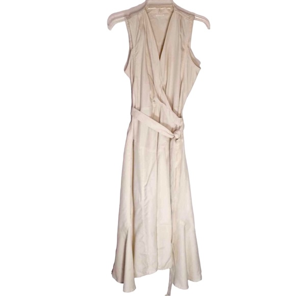 ISABEL MARANT ÉTOILE Banksia Lyocell Wrap Midi Dress In Ecru Size 4 - Picture 4 of 8